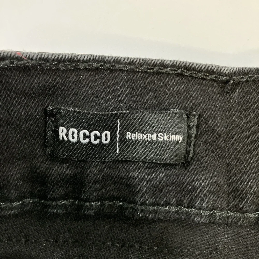 True Religion Rocco Jeans Mens 32 Black Relaxed Skinny Flap Pocket Stretch 32x34